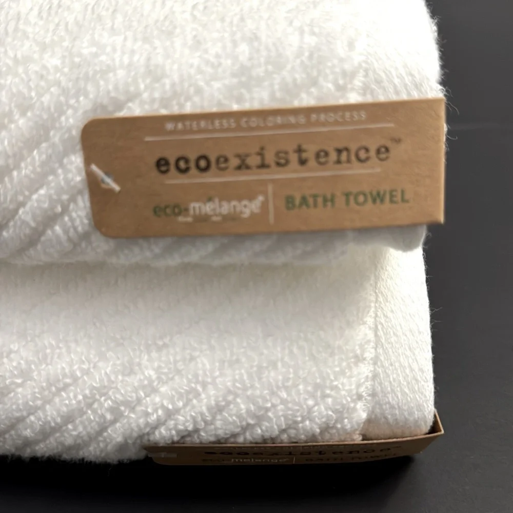 2pc Ecoexistence Eco-Melange Diagonal Stripes Bath Towel Set - White
